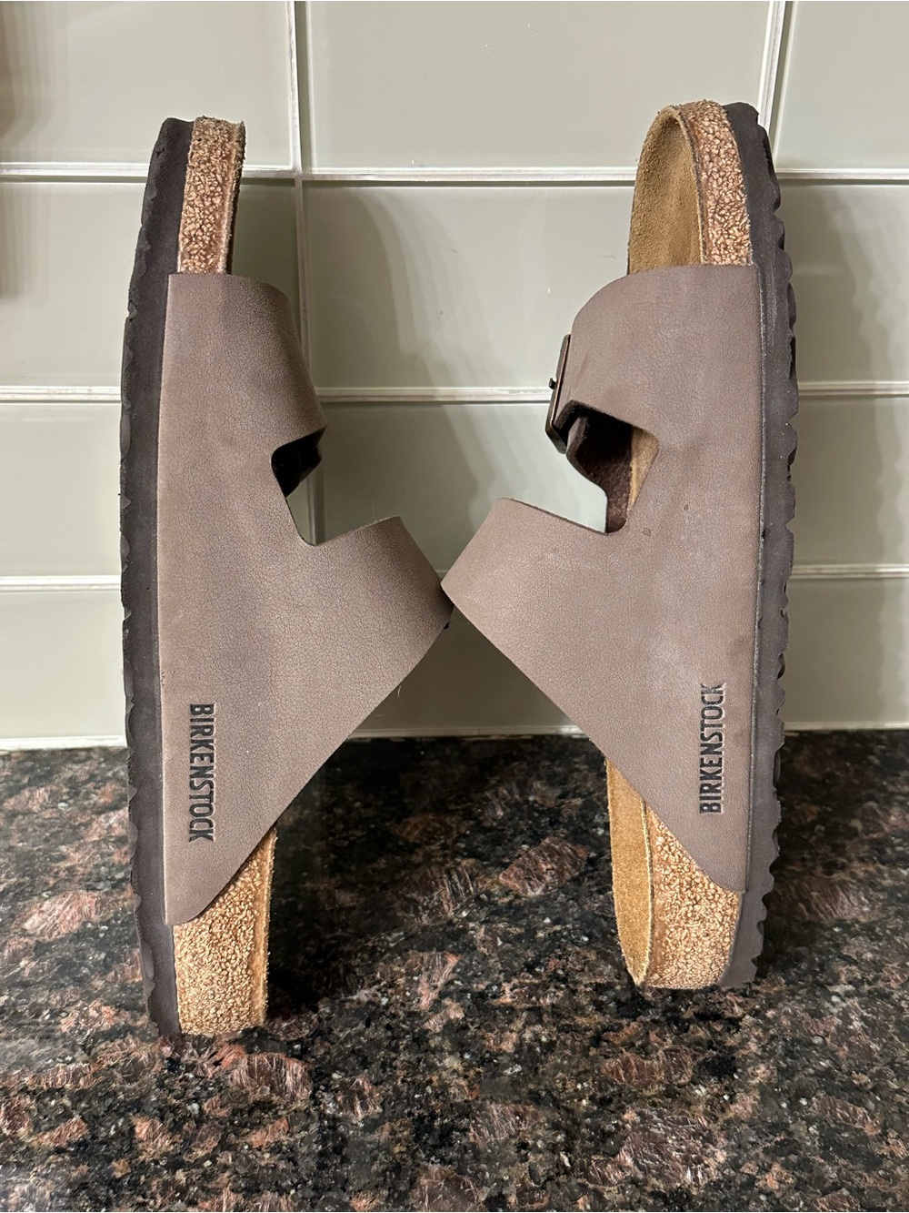 Birkenstock Arizona Two-Strap Sandals in Taupe Brown - Picture 6 of 9